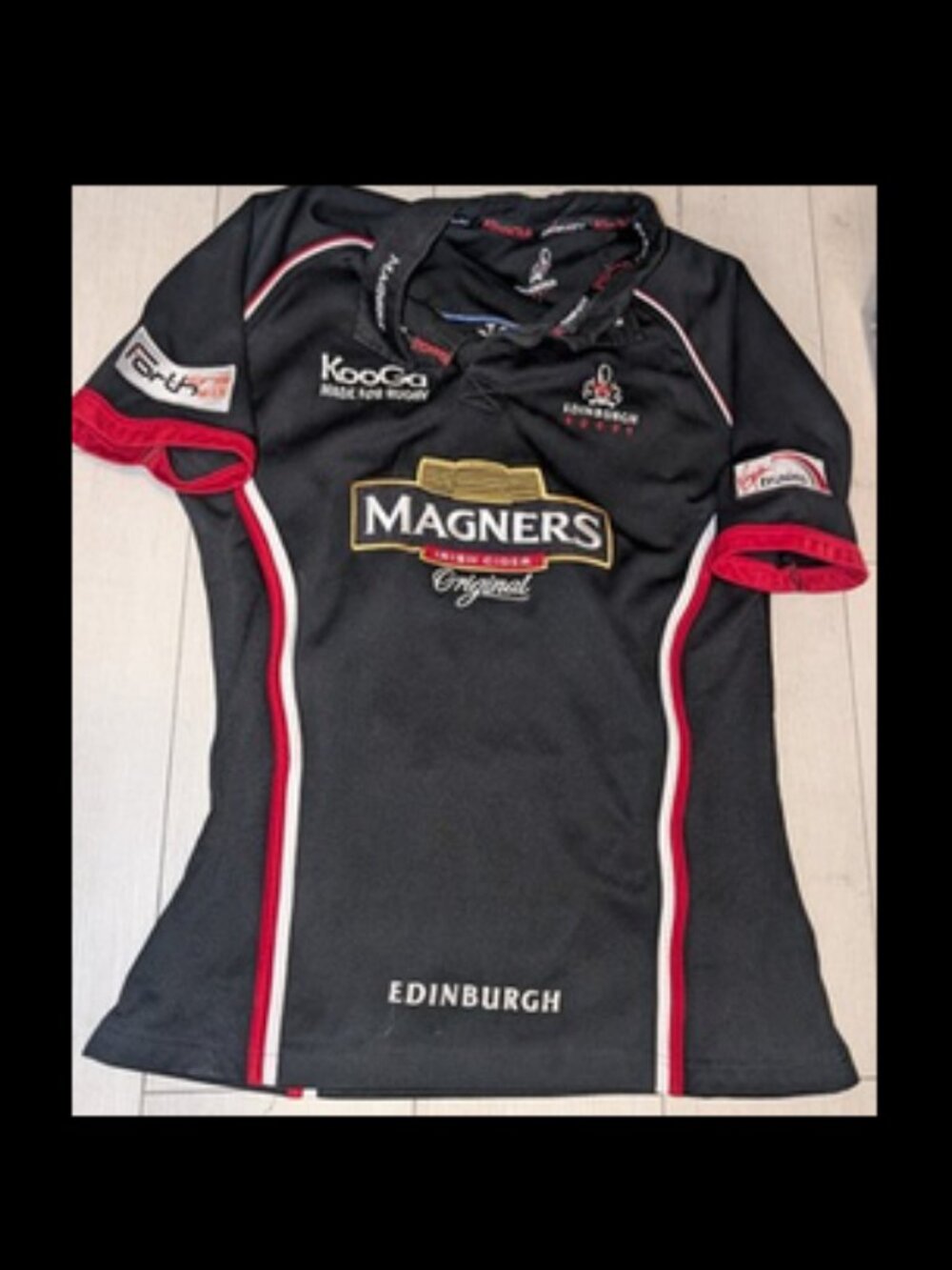 Vintage Edinburgh Rugby Union Rare Black Kooga Jersey Mens Sz L